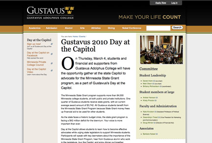 Gustavus' Day at the Capitol Gustavus' Day at the Capitol