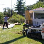 The crane also helped with cleanup on the ground. The crane also helped with cleanup on the ground.